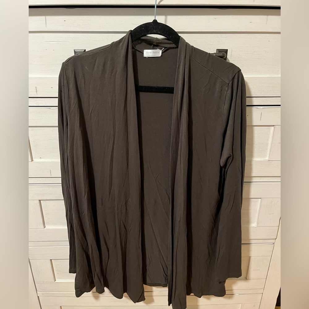 New Choice Olive Green Open Cardigan - size L